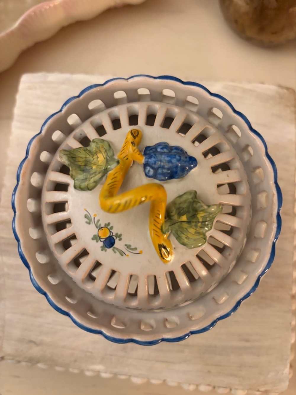 F.A.M. Faiencerie d’art de Malicorne Reticulated Dish with Cover